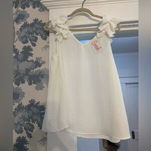 NWT Entro Simple White Sleeveless Top with Ruffle Straps- Size Large